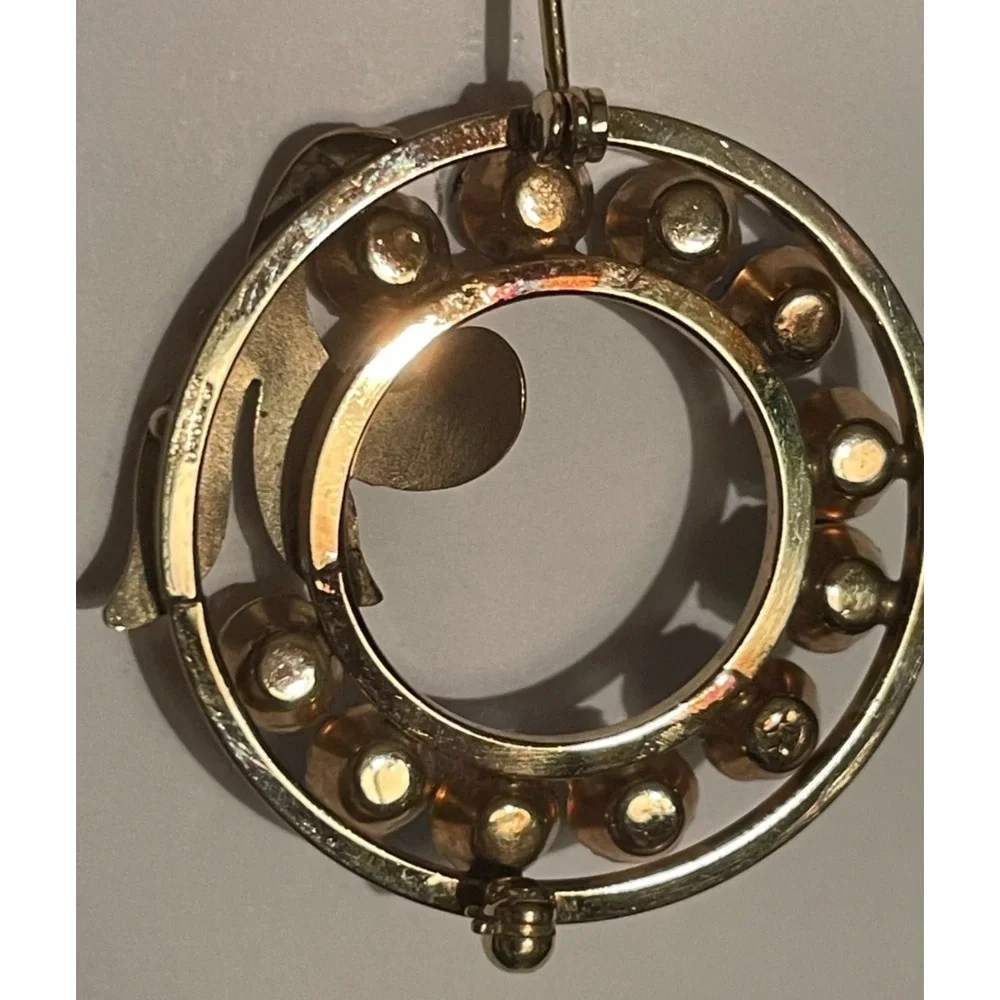 Vintage  Van Dell Rhinestone‎ Brooch Circle Pin 1950s Jewelry 12k Gold Filled